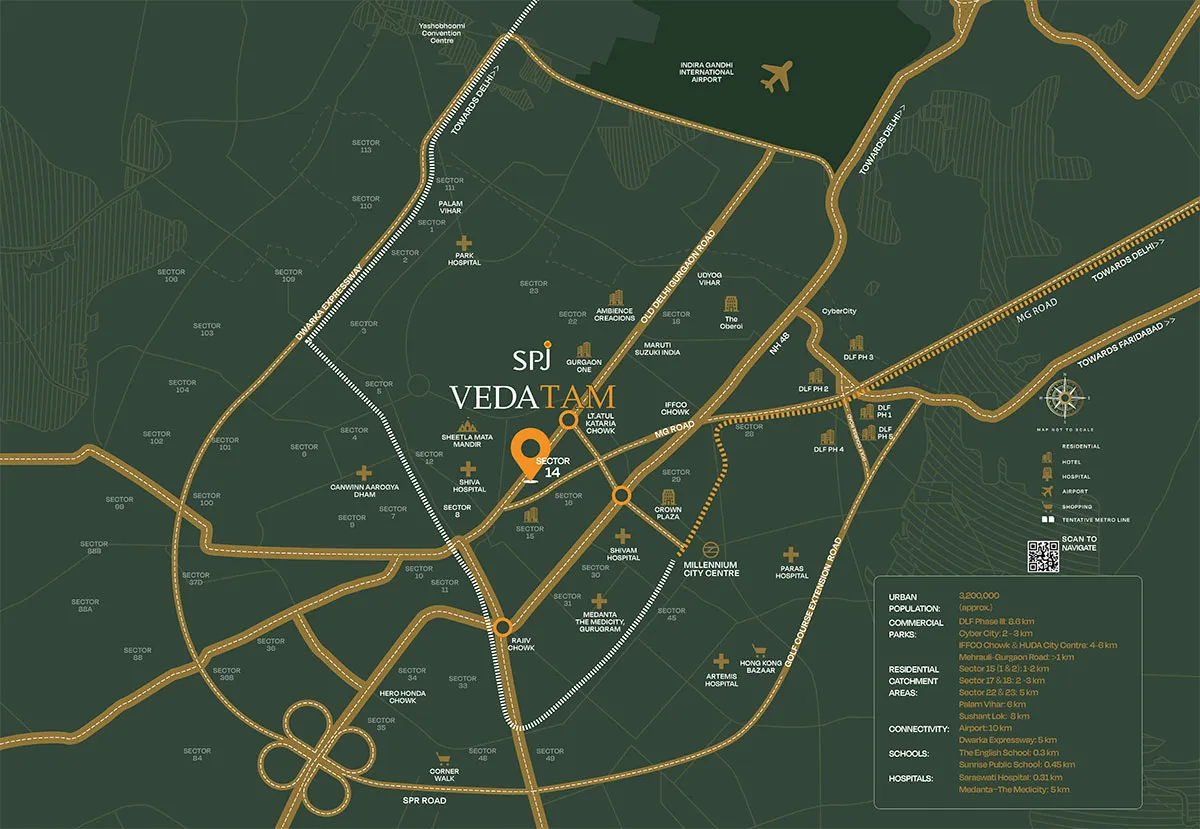 SPJ Vedatam Sector 14 Gurgaon Location Map